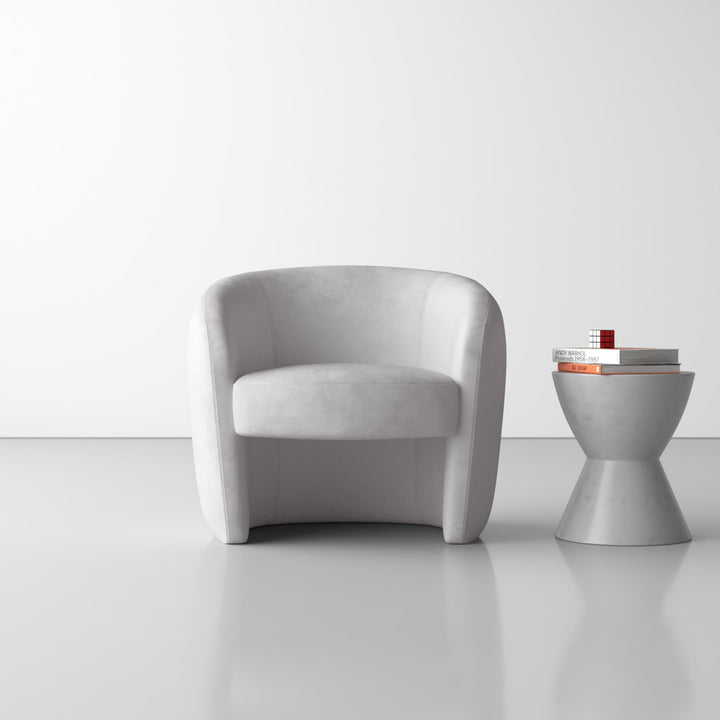 Kearney Upholstered Barrel Chair AllModern Fabric: Stax Light Grey Performance Velvet
