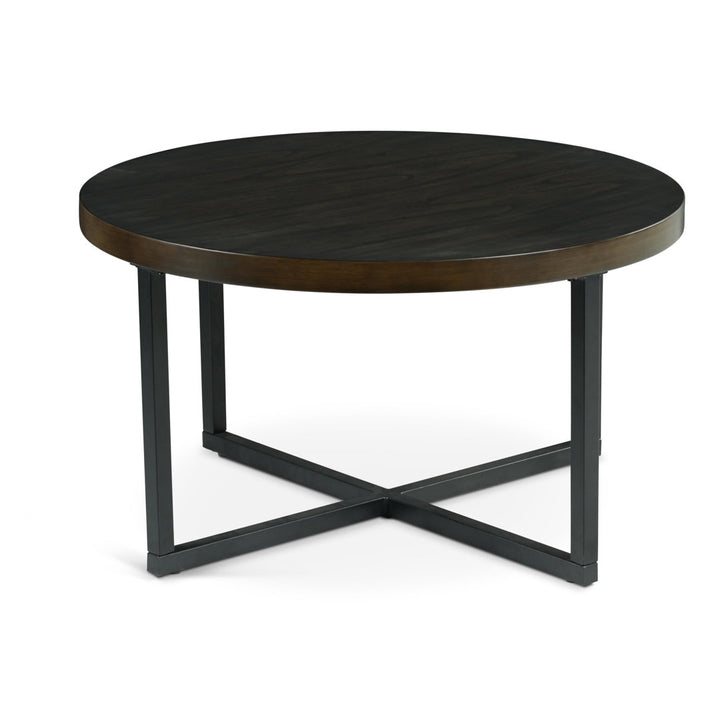 Appio 36" Round Coffee Table with 4 Stools Wade Logan® Table Top Color: Dark Brown Wood