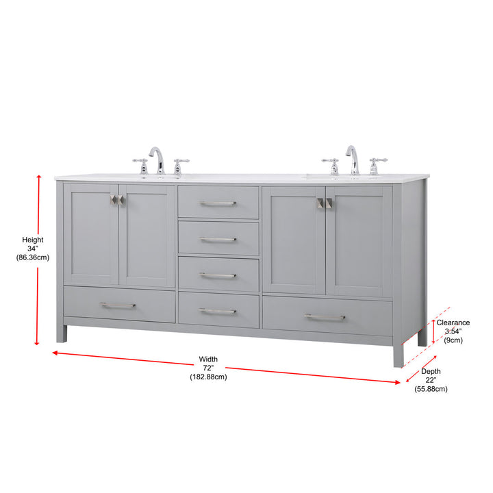 Bagdai 72" Wide Bathroom Vanity Set Wade Logan® Top Finish: Calacatta Quartz, Base Finish: Gray