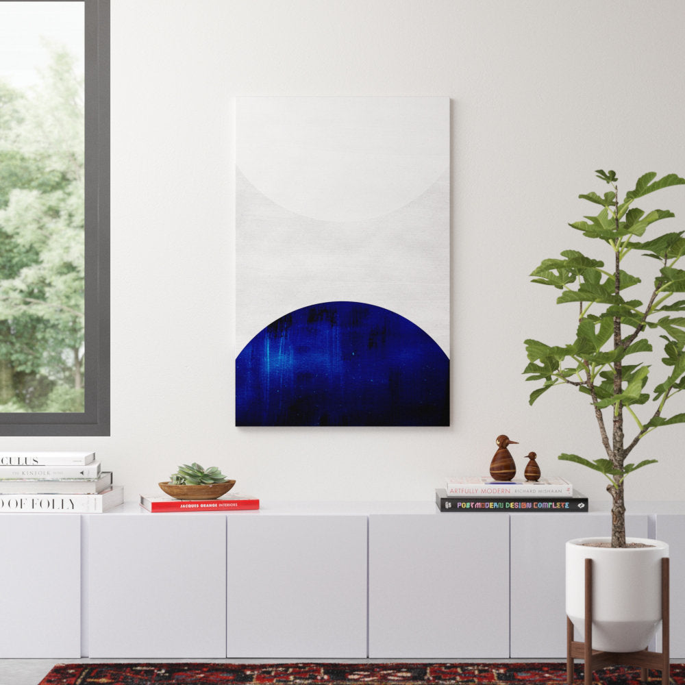 White and Cobalt by LEEMO - Wrapped Canvas Graphic Art Print George Oliver Size: 40" H x 26" W x 0.75" D