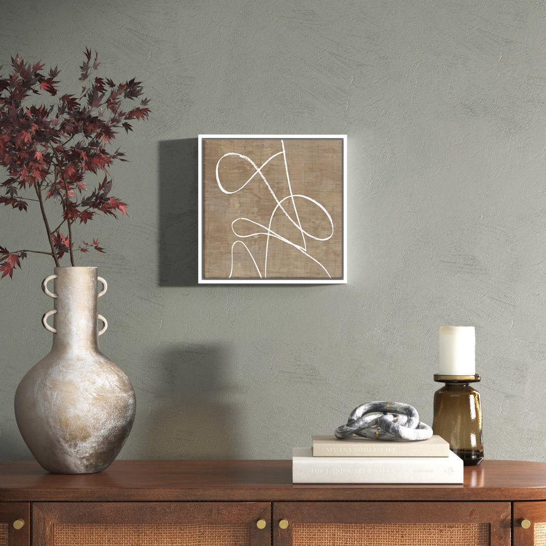 Swooping Lines - Floater Frame Painting on Canvas Joss & Main Size: 13.5" H x 13.5" W x 2" D Format: White