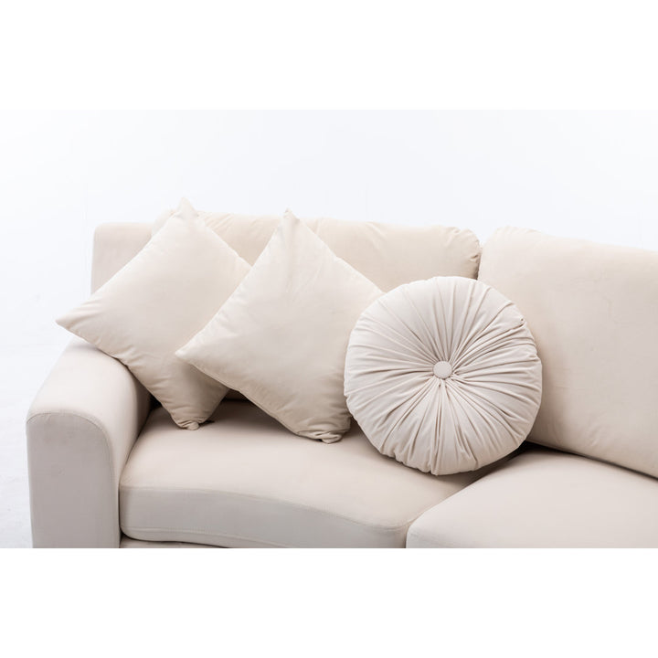 136" Wide Velvet Symmetrical Modular Corner Sectional Legend Vansen Fabric: Beige Velvet