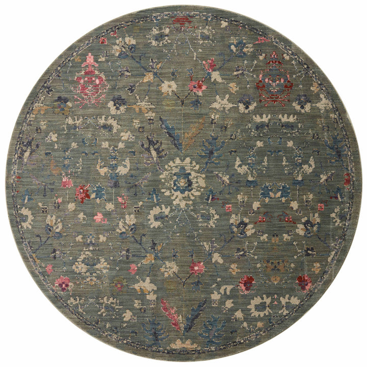 Febbas Oriental Machine Made Power Loom Area Rug in Moss Green Lark Manor™ Rug Size: Round 5'