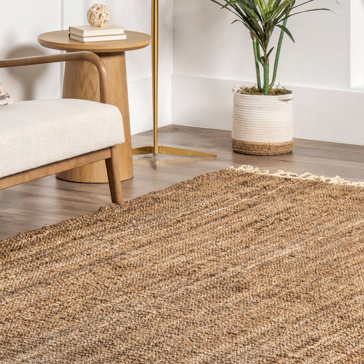 Werts Handmade Tufted Farmhouse Jute Tasseled Brown Rug Bay Isle Home™ Rug Size: Rectangle 5' x 8'
