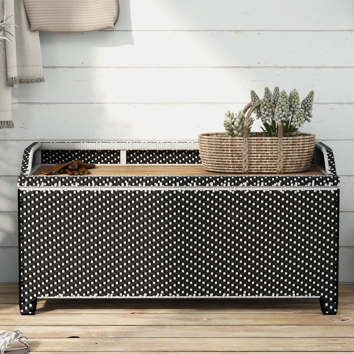 Angelah Tides Wicker Storage Bench Lark Manor™ Color: Black
