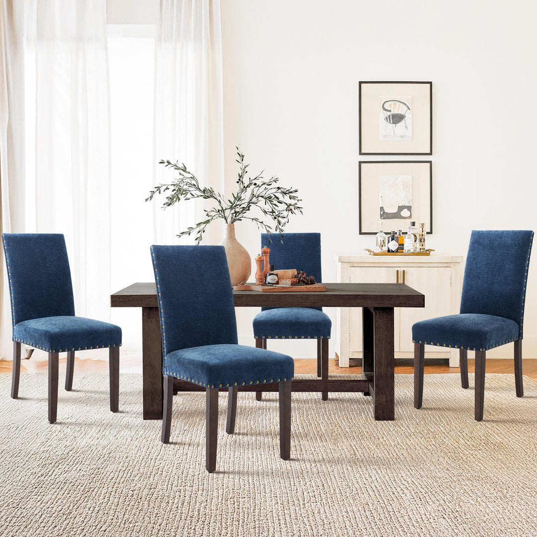 Bontrager Linen Dining Room Parsons Chair (Set of 2) Andover Mills™ Upholstery Color: Blue