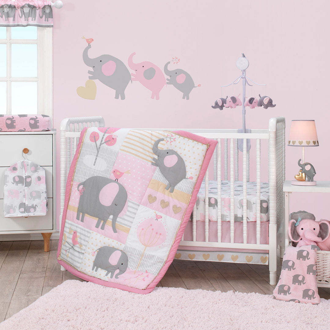 Eloise Pink/Gray Elephant Musical Baby Crib Mobile Bedtime Originals