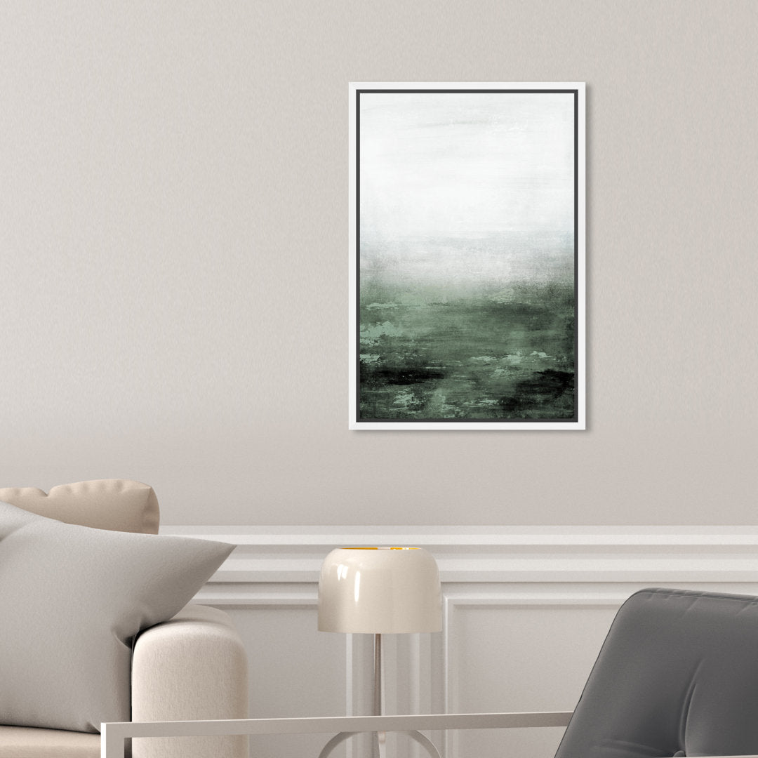 Abstract Sail to the Moon Hunter Green - Painting Print Trent Austin Design® Size: 15" H x 10" W Format: White Framed Canvas