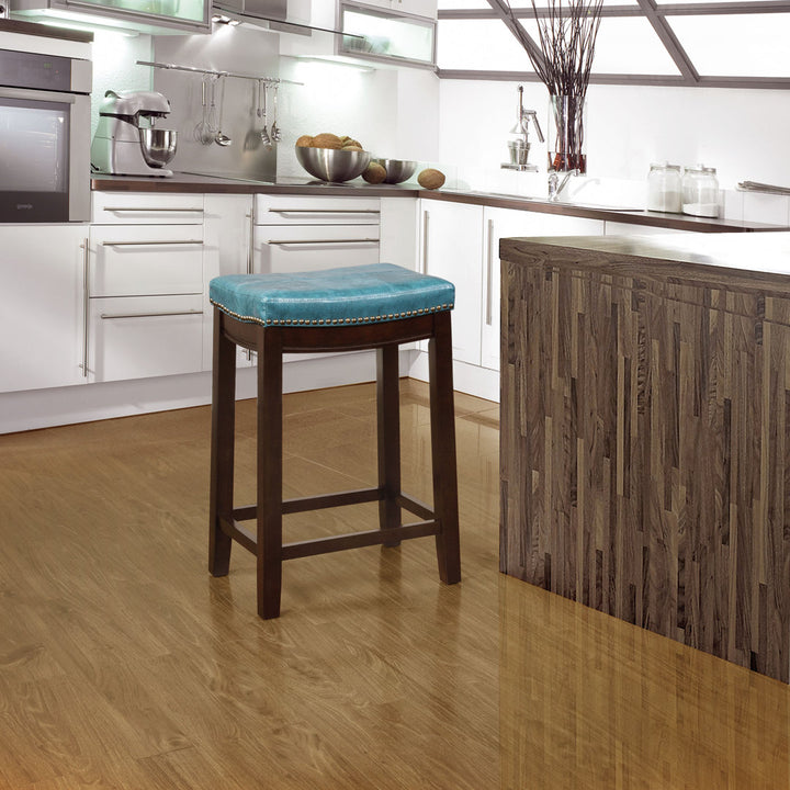 Arlyce Counter & Bar Solid Wood Backless Stool with Upholstered Seat Lark Manor™ Seat Height: Counter Stool (26.5" Seat Height)