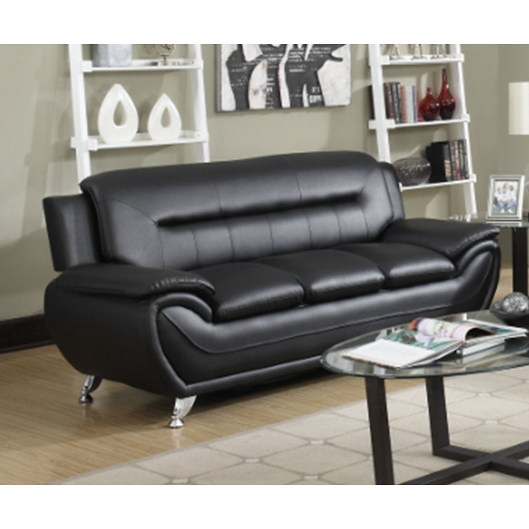 Mulvey 80" Faux Leather Pillow Top Arm Sofa Orren Ellis Upholstery Color: Black