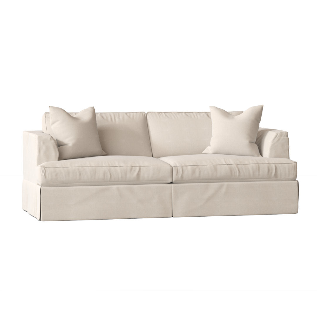 Lucia 93" Recessed Arm Slipcovered Sofa Bed Wayfair Custom Upholstery™ Fabric: Classic Natural Twill