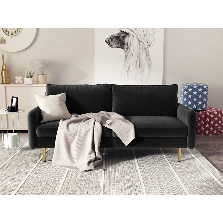 Javonta 70'' Upholstered Sofa Everly Quinn Fabric: Black Velvet
