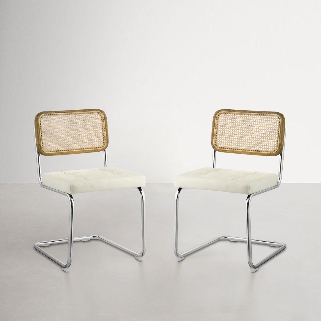 Staple Hill Upholstered Dining Side Chair with Cane Rattan Back (Set of 2) Bayou Breeze Upholstery Color: Off White