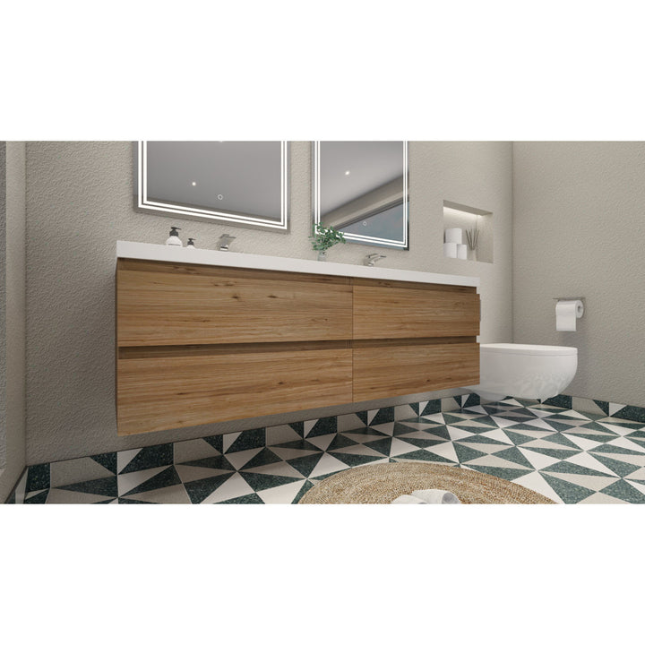 Aylanna 72" Wall-Mounted Double Bathroom Vanity Set Wade Logan® Base Finish: Natural Oak