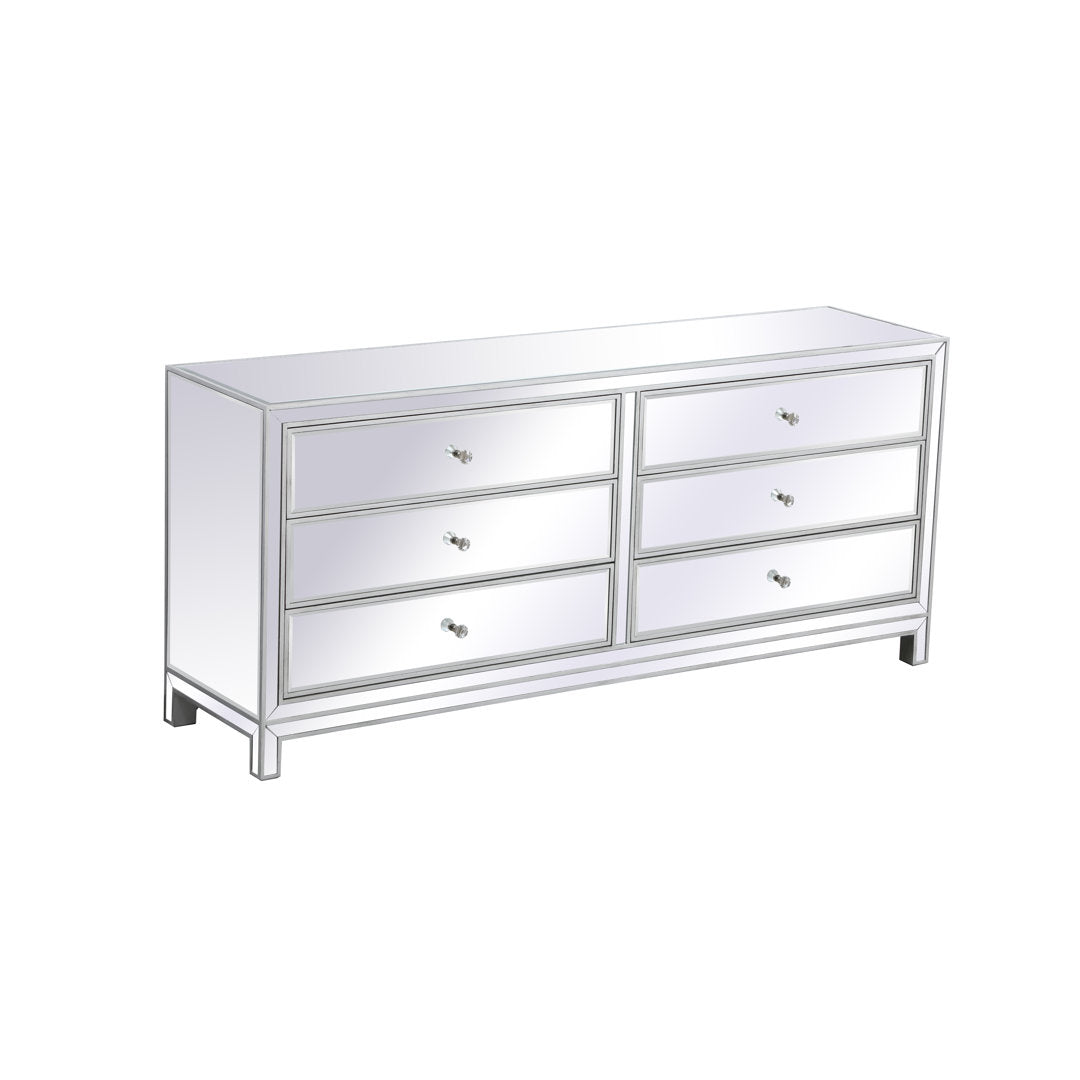 Rotella Mirrored 6 Drawer Double Dresser Everly Quinn Color: Silver