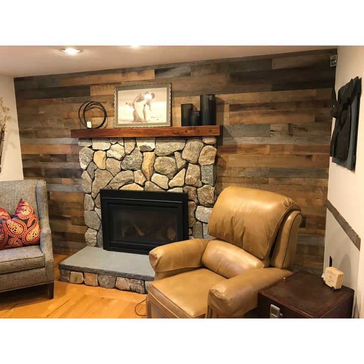 Random Width x Varying Length Barnwood Wall Paneling Vintage Timbers Color: Brown/Gray