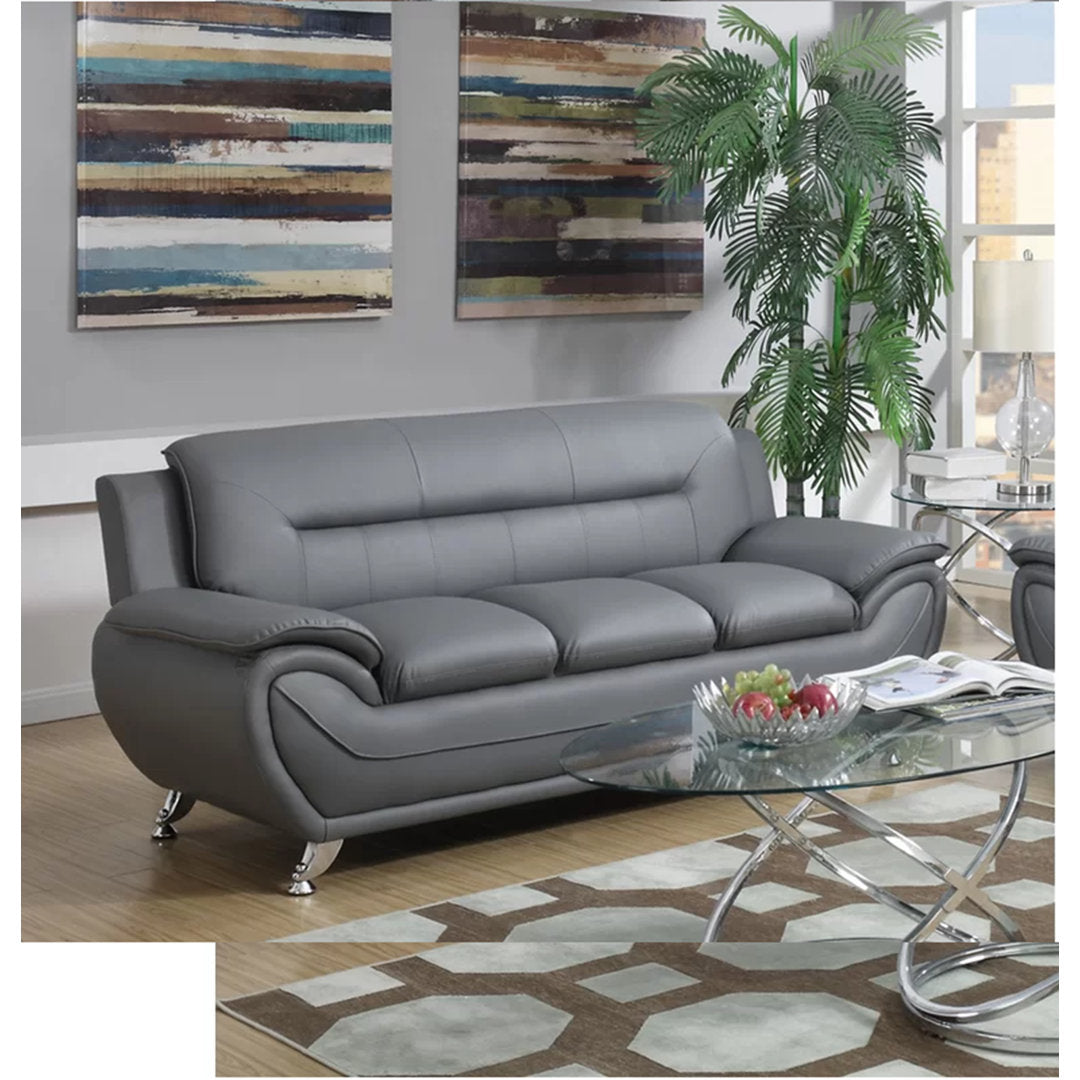 Mulvey 80" Faux Leather Pillow Top Arm Sofa Orren Ellis Upholstery Color: Gray