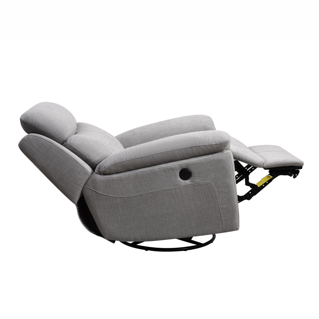 Kappa 35.43" Wide Power Swivel Standard Recliner Red Barrel Studio® Body Fabric: Light Gray Polyester Blend
