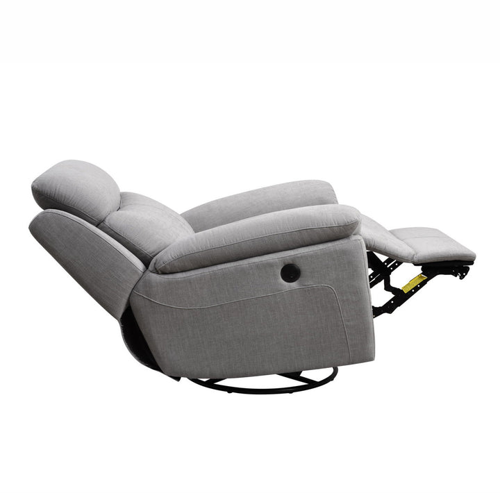 Kappa 35.43" Wide Power Swivel Standard Recliner Red Barrel Studio® Body Fabric: Light Gray Polyester Blend