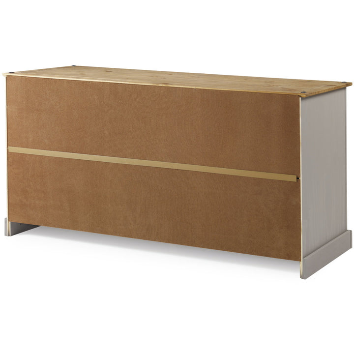 Corona 65.91" Wide 3 Drawer Pine Solid Wood Sideboard Gracie Oaks Color (Base/Top): Gray Wash Stain/Antique Brown Stain
