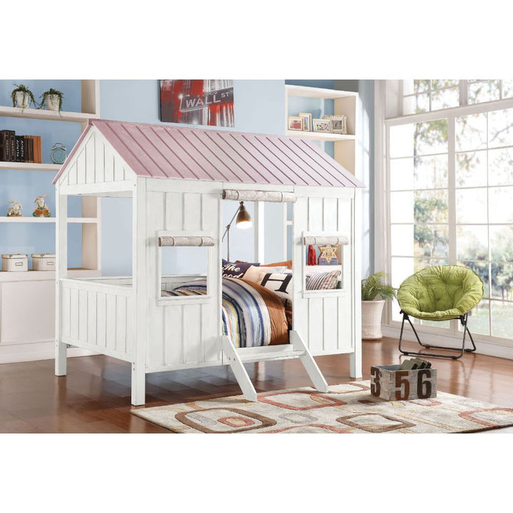 Diemer Full Canopy Standard Bed by Viv + Rae™ Viv + Rae™ Bed Frame Color: White/Pink
