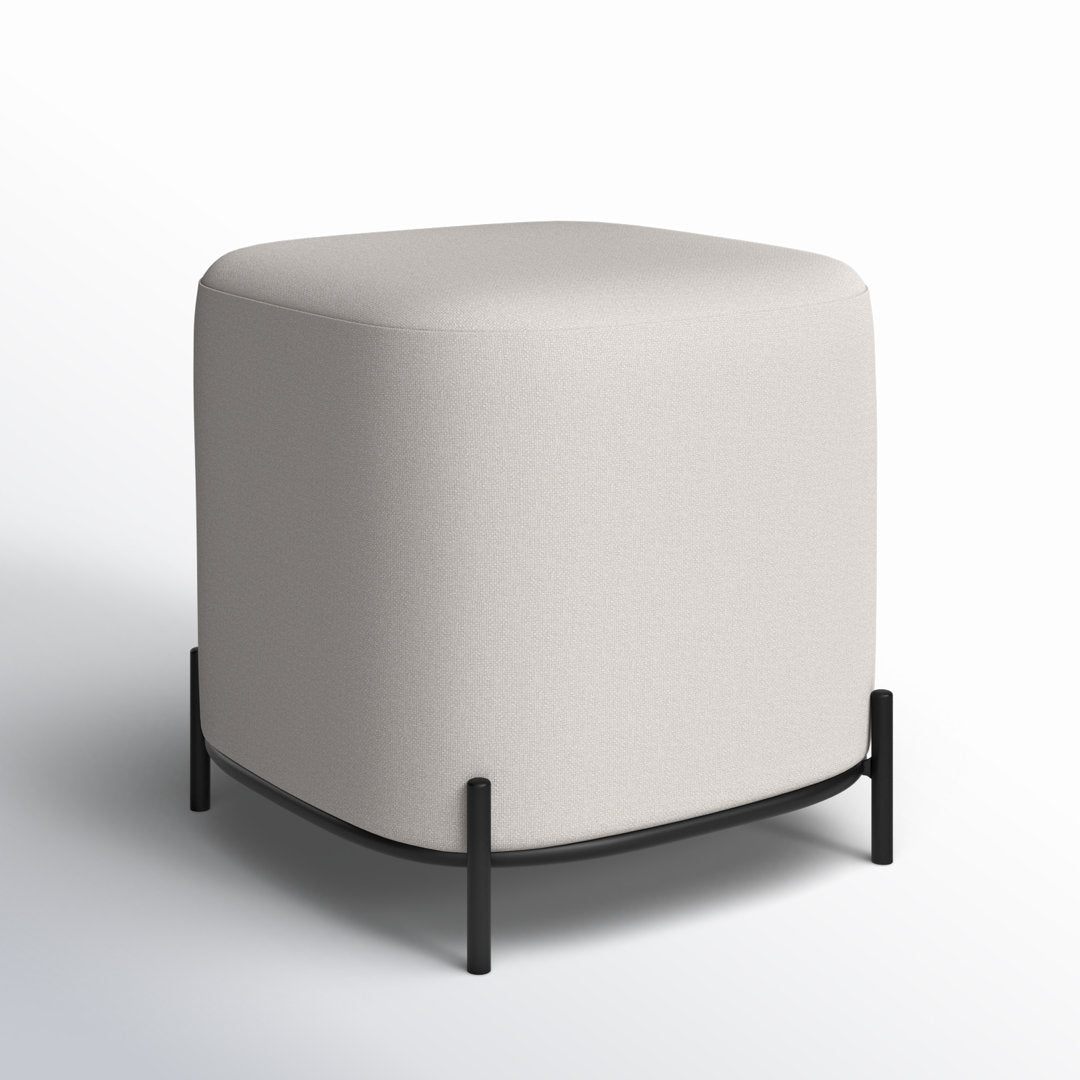 Ohman 16.5'' Wide Square Cube Ottoman Mercury Row® Leg Color: Black Body Fabric: White