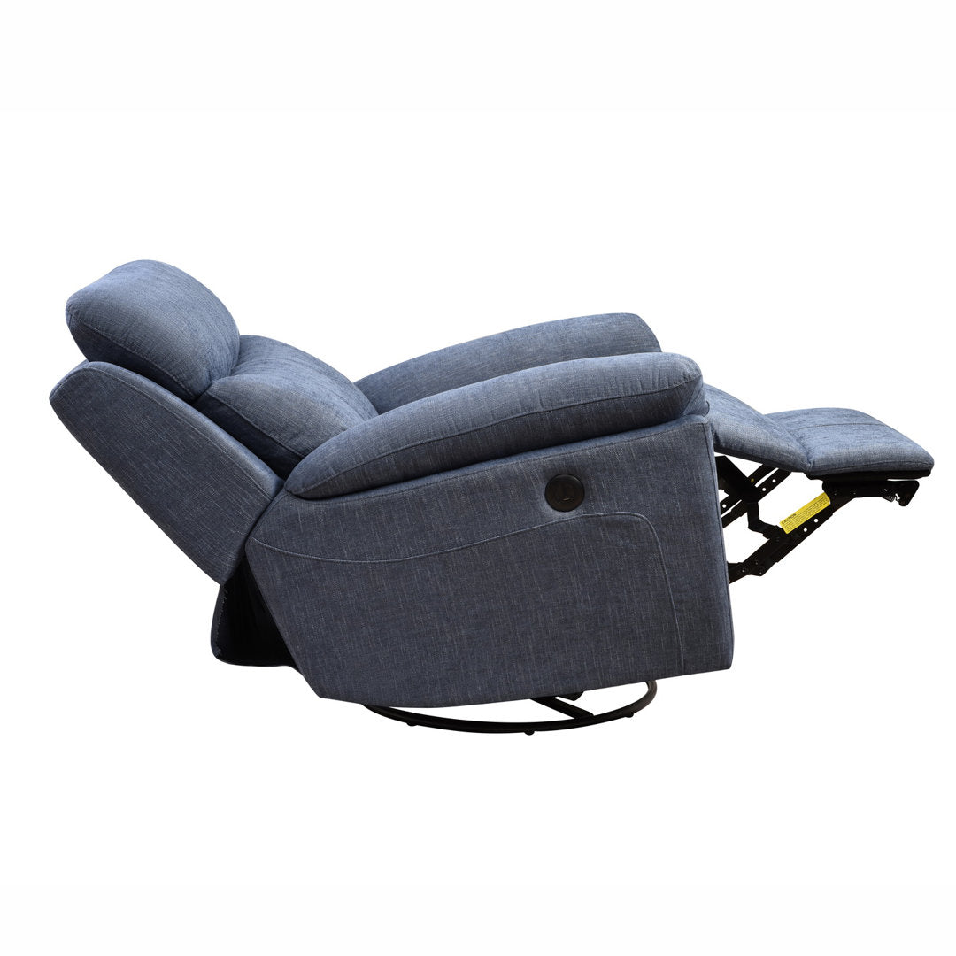 Kappa 35.43" Wide Power Swivel Standard Recliner Red Barrel Studio® Body Fabric: Blue Polyester Blend