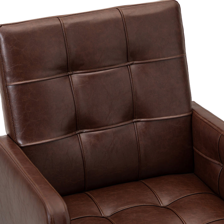 Auric Mid-Century Modern Vegan Leather Height-Adjustable Swivel Office Chair Wade Logan® Upholstery Color: Brown