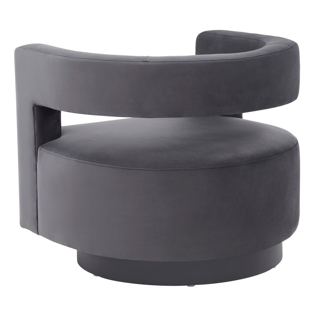 Keegan 31.1" W Velvet Swivel Barrel Chair Etta Avenue™ Fabric: Dark Gray Velvet