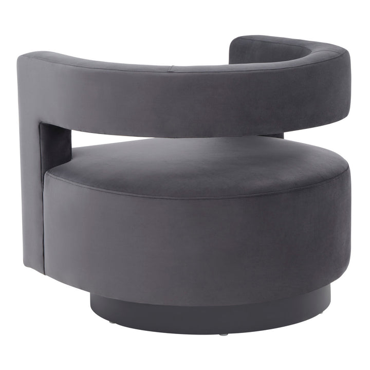 Keegan 31.1" W Velvet Swivel Barrel Chair Etta Avenue™ Fabric: Dark Gray Velvet