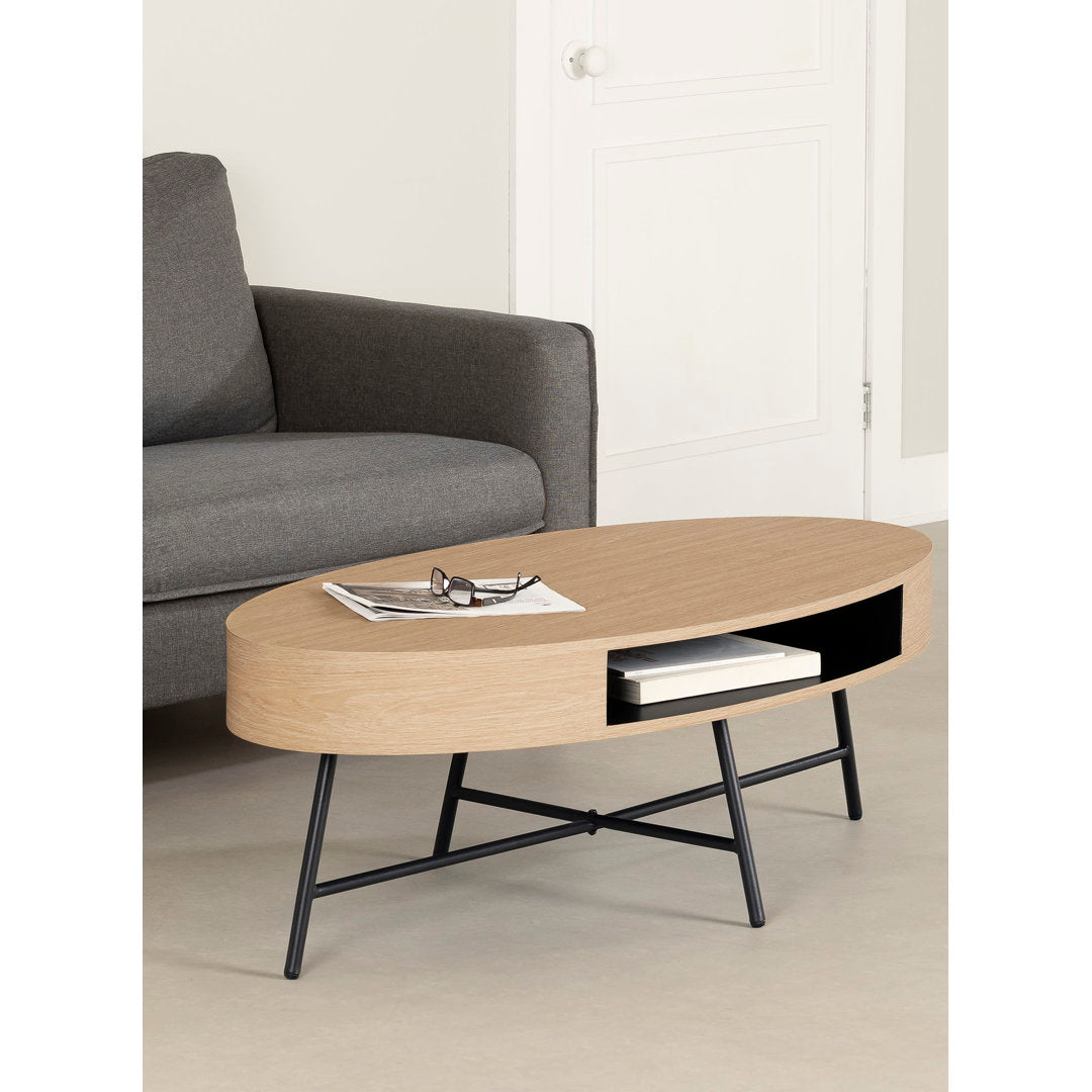 Mezzy Oval Coffee Table Natural Acacia South Shore Table Top Color: Pale Oak