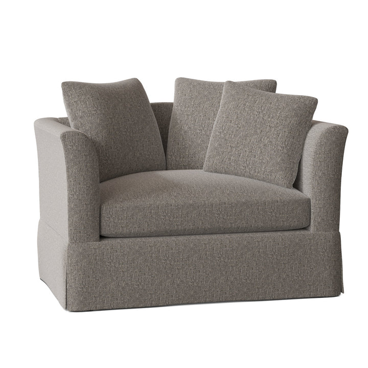 Charlene 50" Wide Armchair Highland Dunes Body Fabric: Sugarshack Gray Flannel, Throw Pillow Fabric: Fine Line Jungle