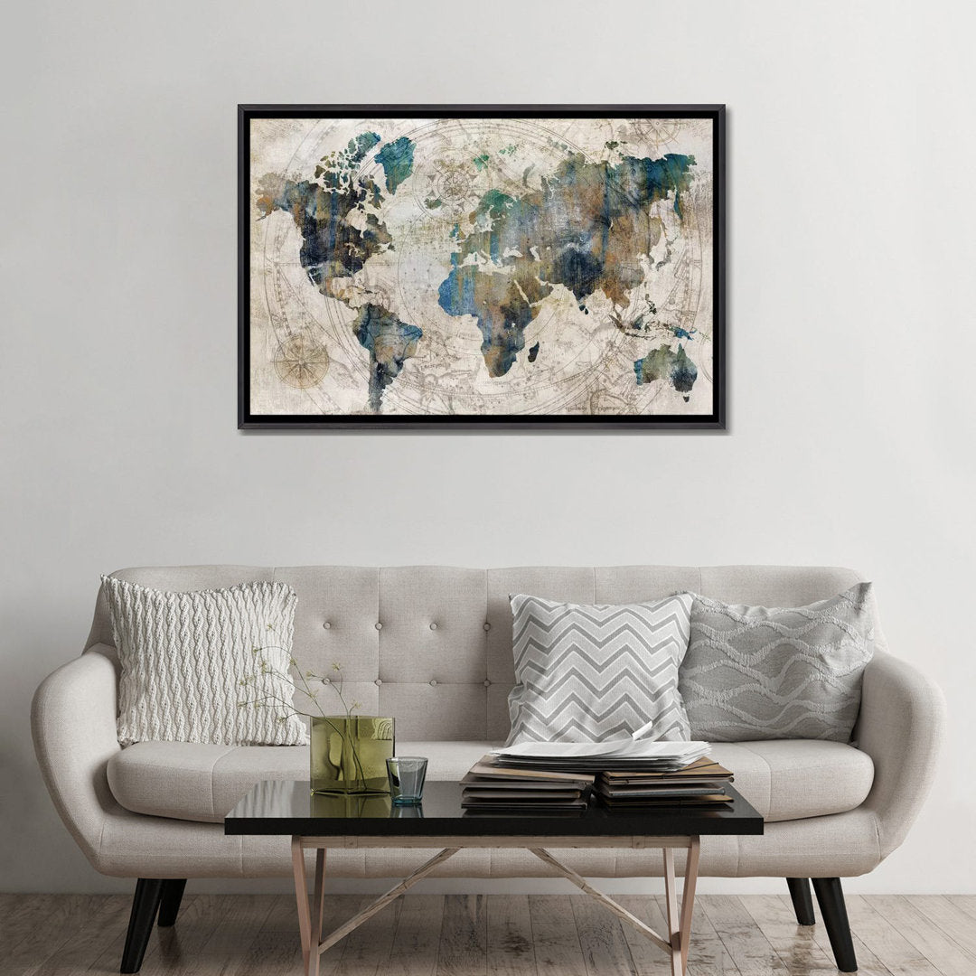 Celestial Map by Isabelle Z - Painting Print The Twillery Co.® Size: 32" H x 48" W x 1.5" D Format: Distressed Black Framed
