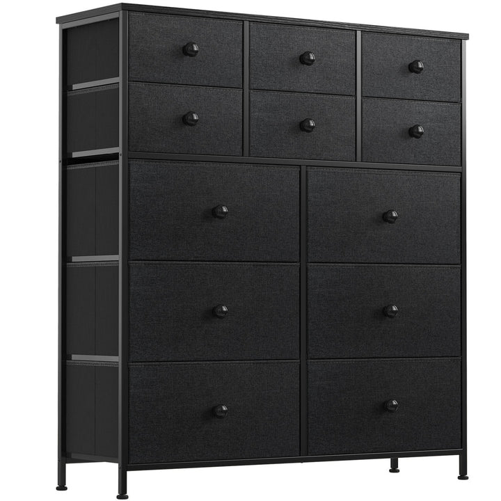 Ojaswi Dresser 12 Chest of Drawers, Closet with Wood Ebern Designs Color: Black