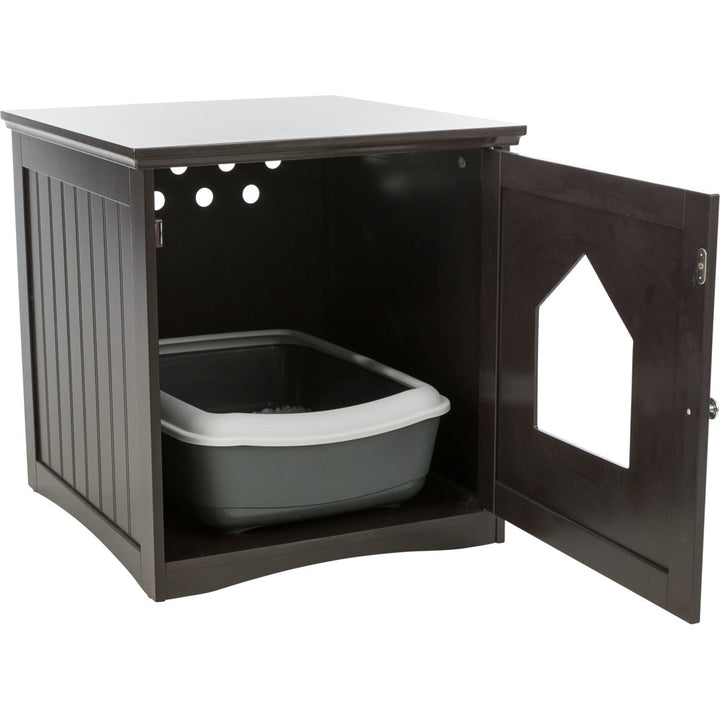TRIXIE Small Cat Litter Box Enclosure Hide Litter Indoor Cat Home Cat Furniture Accent Table TRIXIE Color: Brown