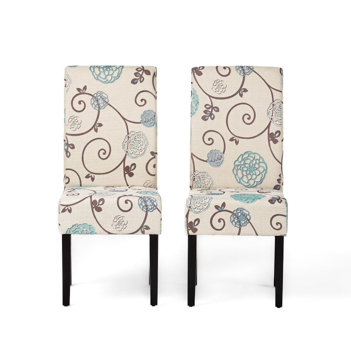 Olin Upholstered Parsons Chair (Set of 2) Alcott Hill® Upholstery Color: White/Blue Floral