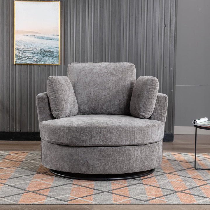 Achorn 42.26" W Polyester Recessed Arm Slipcovered Swivel Barrel Chair Hokku Designs Fabric: Gray Polyester