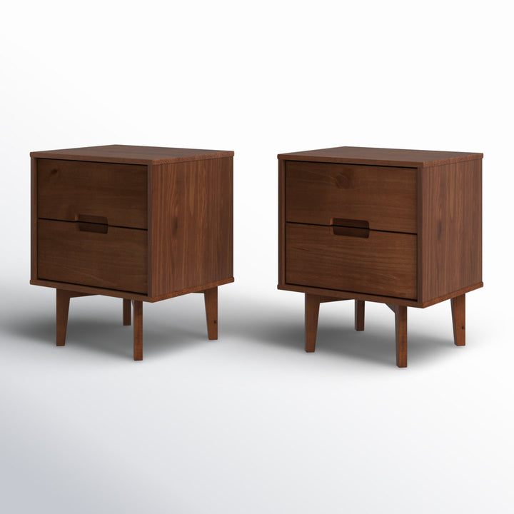 Aizlyn Mid-Century Modern Solid Wood Groove-Handle Nightstands (Set of 2) Wade Logan® Color: Walnut