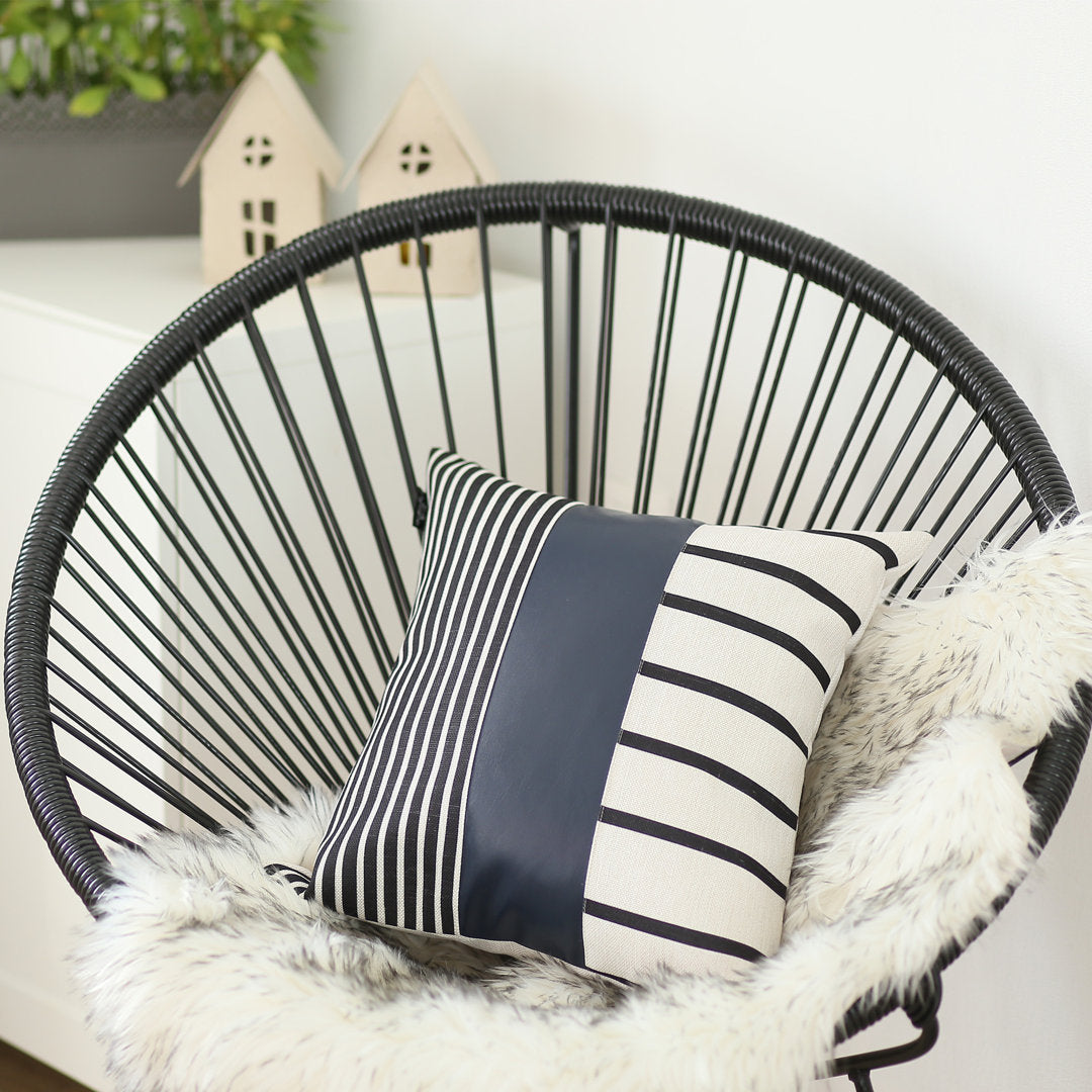 Decorative Faux Leather Pillowcase Decorative Geometric Square Pillow Cover Apolena Size: 22" x 22"