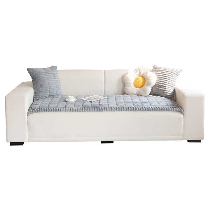 Luxury Soft Faux Fur Sofa Cover,Thick Shaggy Plush Slipcover, Non-Slip- Versatile Use As Sofa Pad, Bay Window Mat, Headboard Cover, Tatami, Pet Cushion Ebern Designs Size: 1.2" H x 82.67" W x 27.5" D Fabric Type: Light Gray Corduroy Polyester