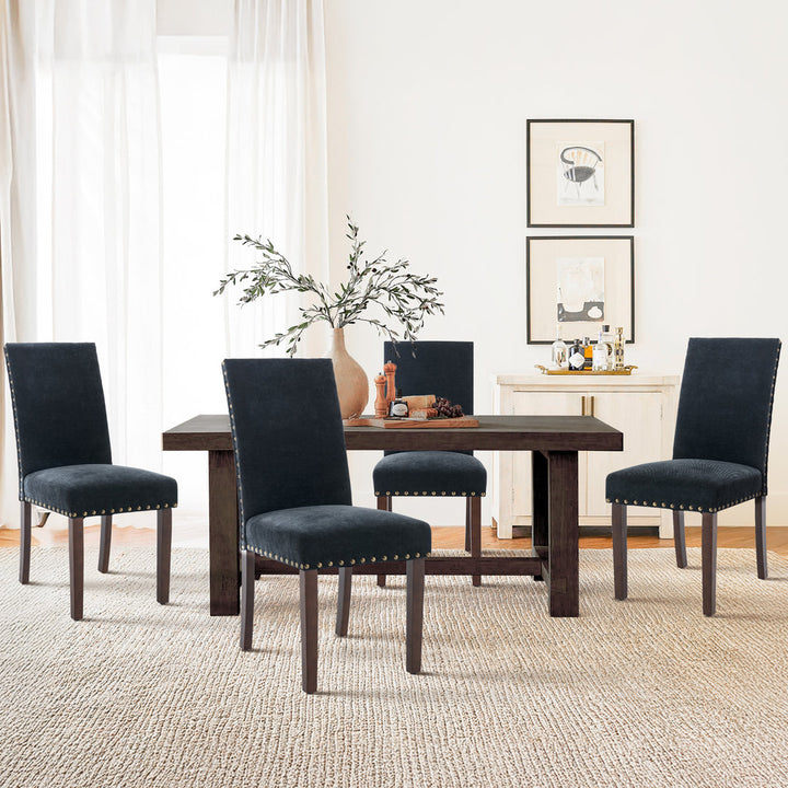 Bontrager Linen Dining Room Parsons Chair (Set of 2) Andover Mills™ Upholstery Color: Black
