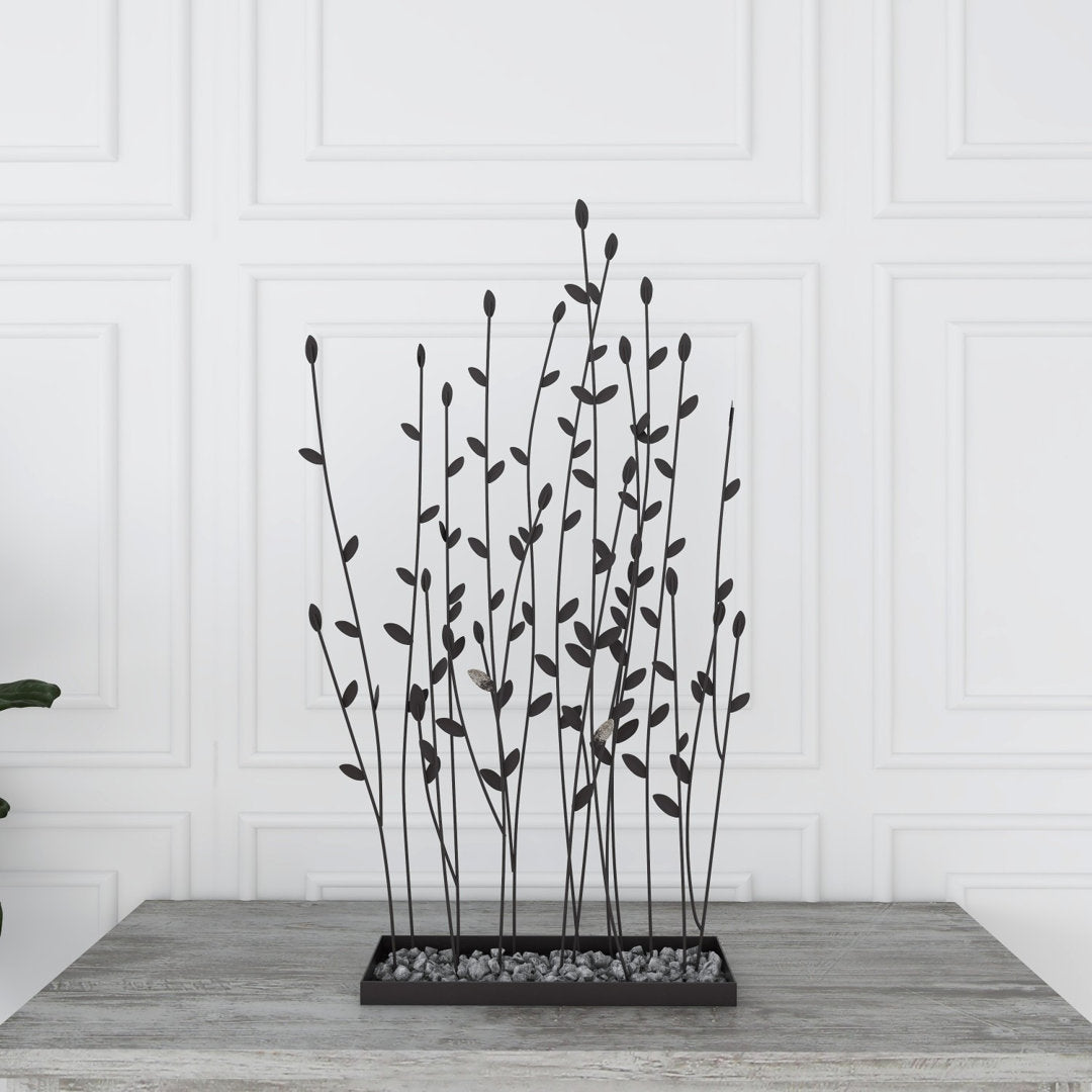Phillipston Metal Floral Decorative Black Sculpture with Loose Stones Red Barrel Studio®