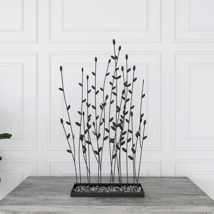 Phillipston Metal Floral Decorative Black Sculpture with Loose Stones Red Barrel Studio®