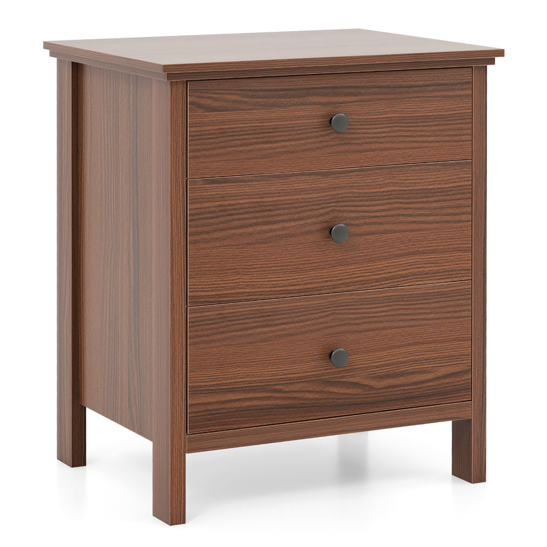 Aeihso 3 - Drawer End Table Nightstand Beside Accent Table Brown Bedroom Red Barrel Studio®