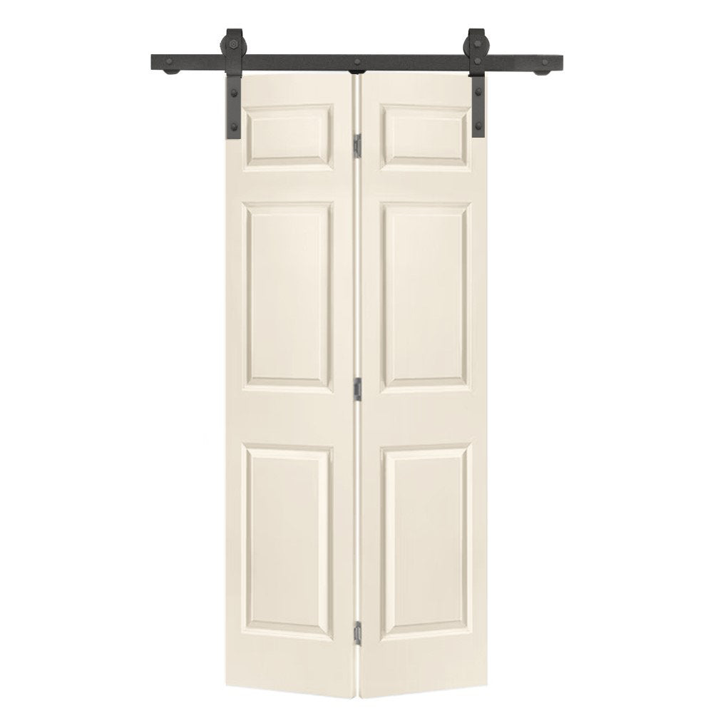 Paneled MDF Composite Bifold Barn Door with Installation Hardware Kit Calhome Size: 24" x 84" Finish: Beige