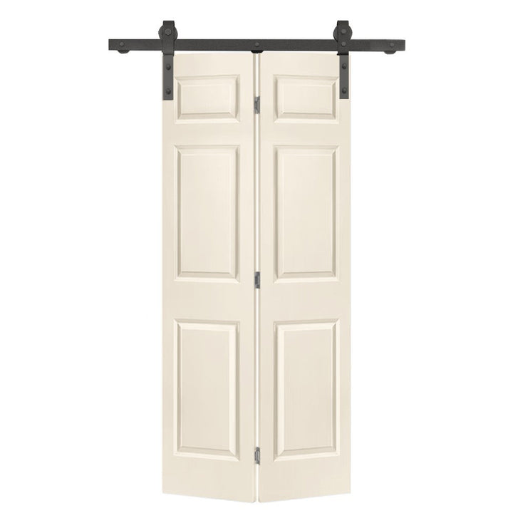 Paneled MDF Composite Bifold Barn Door with Installation Hardware Kit Calhome Size: 24" x 84" Finish: Beige
