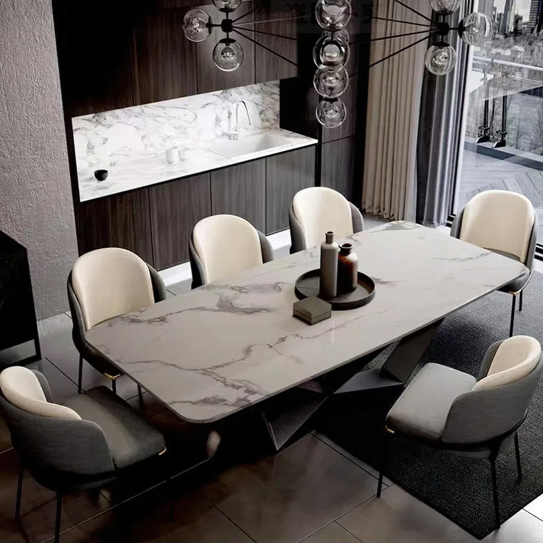 Modern Stylish Dining Table Rectangle White Sintered Stone Top Orren Ellis Size: 37" W x 78" L