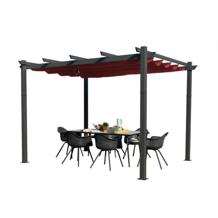 Atlantics Outdoor Retractable Pergola with Sun Shade Canopy 10' x 13' Kozyard Color: Burgundy