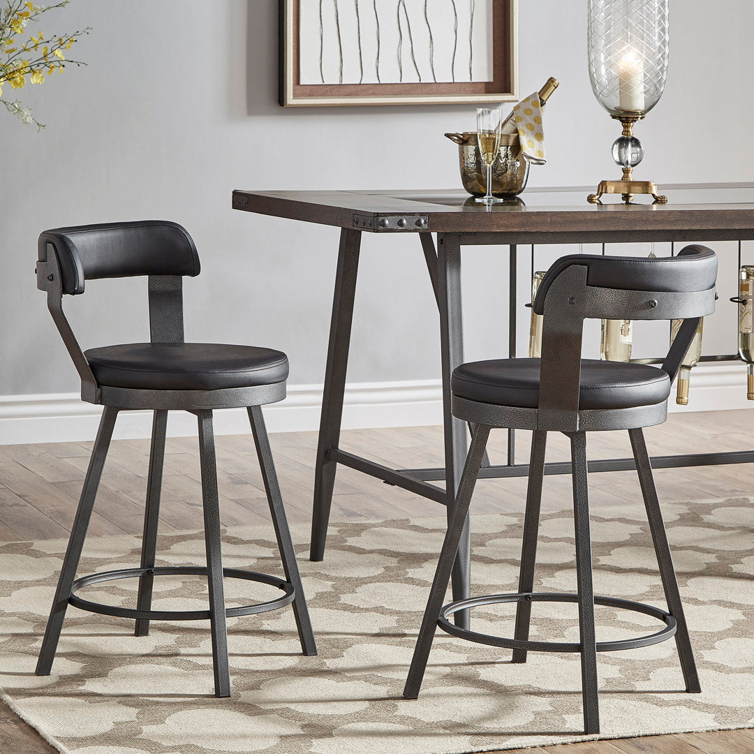 Berrin Bar & Counter Stool (Set of 2) Trent Austin Design® Upholstery: Black, Seat Height: Counter Stool (25.05" Seat Height)