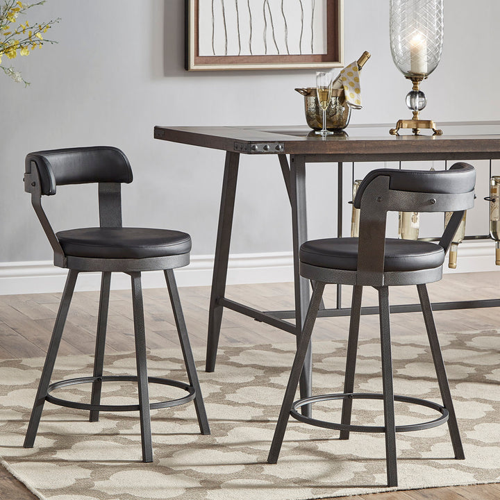 Berrin Bar & Counter Stool (Set of 2) Trent Austin Design® Upholstery: Black, Seat Height: Counter Stool (25.05" Seat Height)